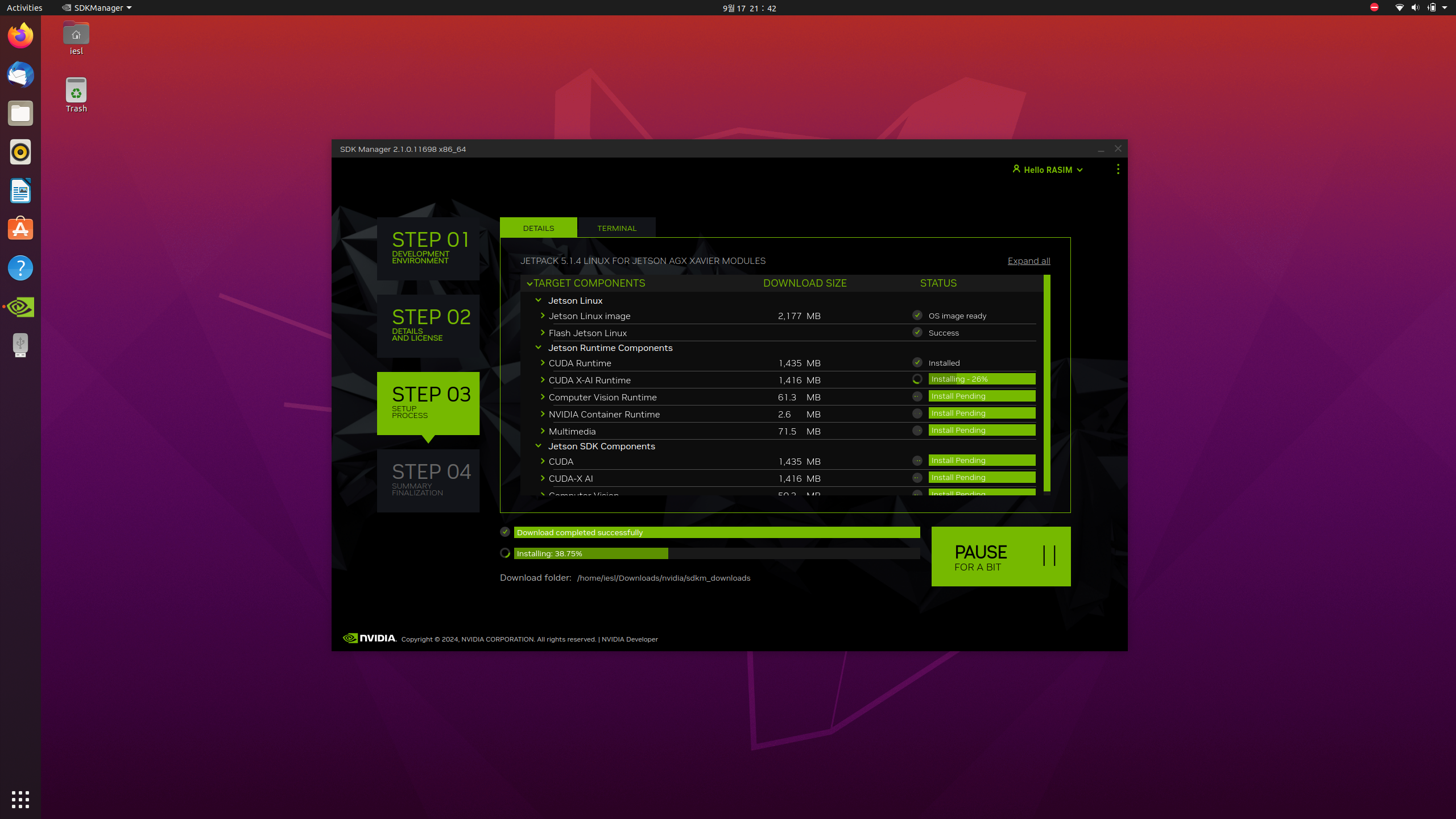 Flashing progress